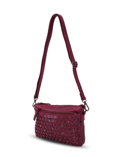 BOWRAL LASER CUT CROSS BODY STRAP W/ STUDS - Purple