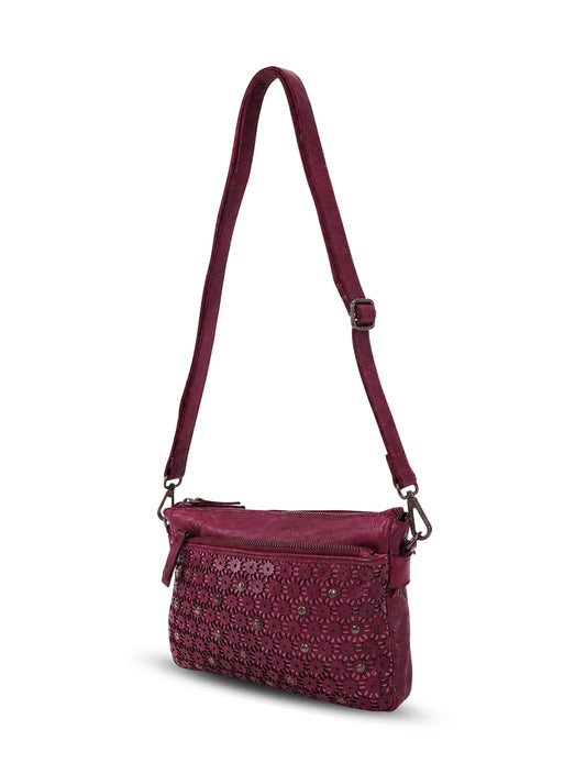 BOWRAL LASER CUT CROSS BODY STRAP W/ STUDS - Purple