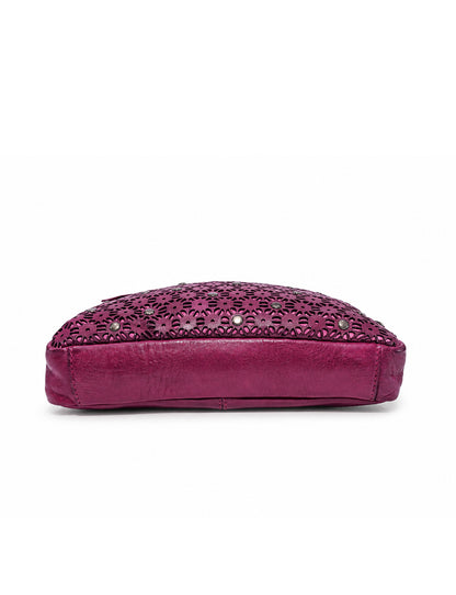 BOWRAL LASER CUT CROSS BODY STRAP W/ STUDS - Purple