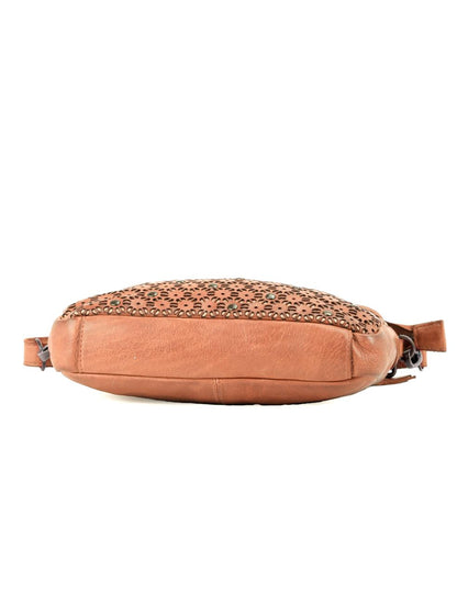 BOWRAL LASER CUT CROSS BODY STRAP W/ STUDS - Tan