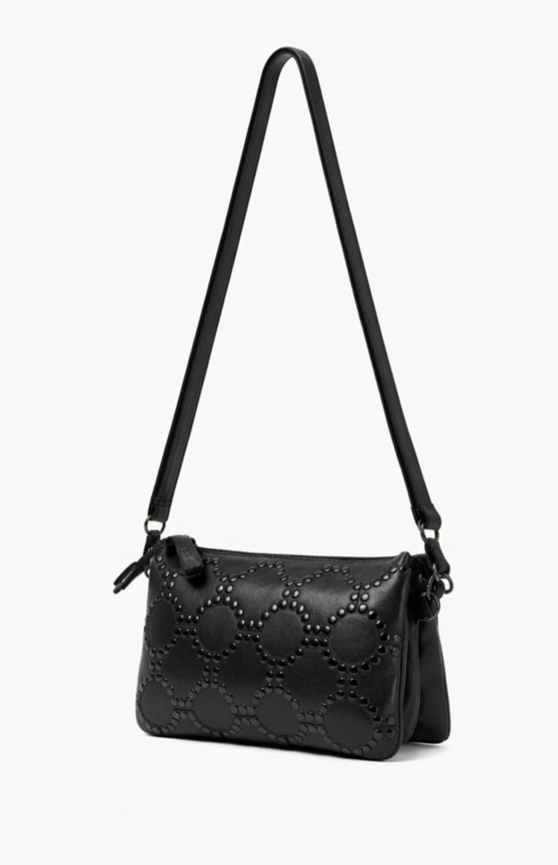 COWRA STUD DETAIL LEATHER XBODY BAG- A-0021-BLK- NEW IN