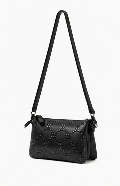 COWRA STUD DETAIL LEATHER XBODY BAG- A-0021-BLK- NEW IN