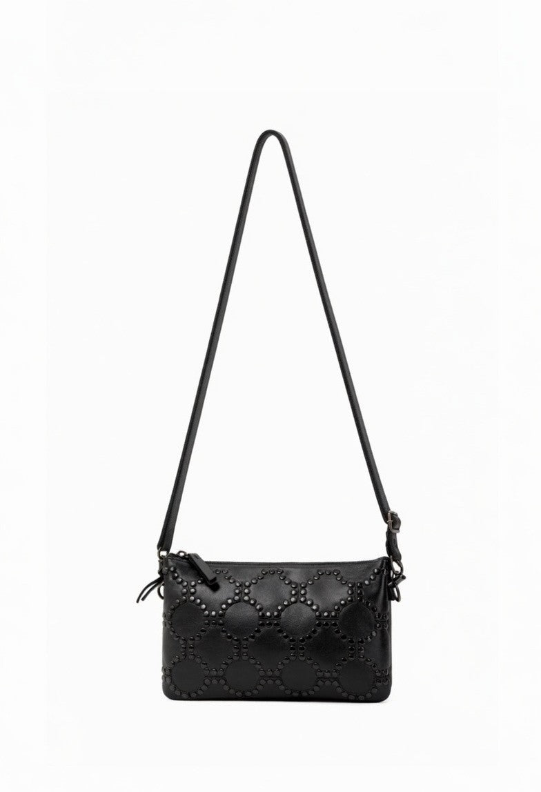 COWRA STUD DETAIL LEATHER XBODY BAG- A-0021-BLK- NEW IN