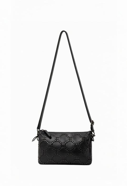 COWRA STUD DETAIL LEATHER XBODY BAG- A-0021-BLK- NEW IN