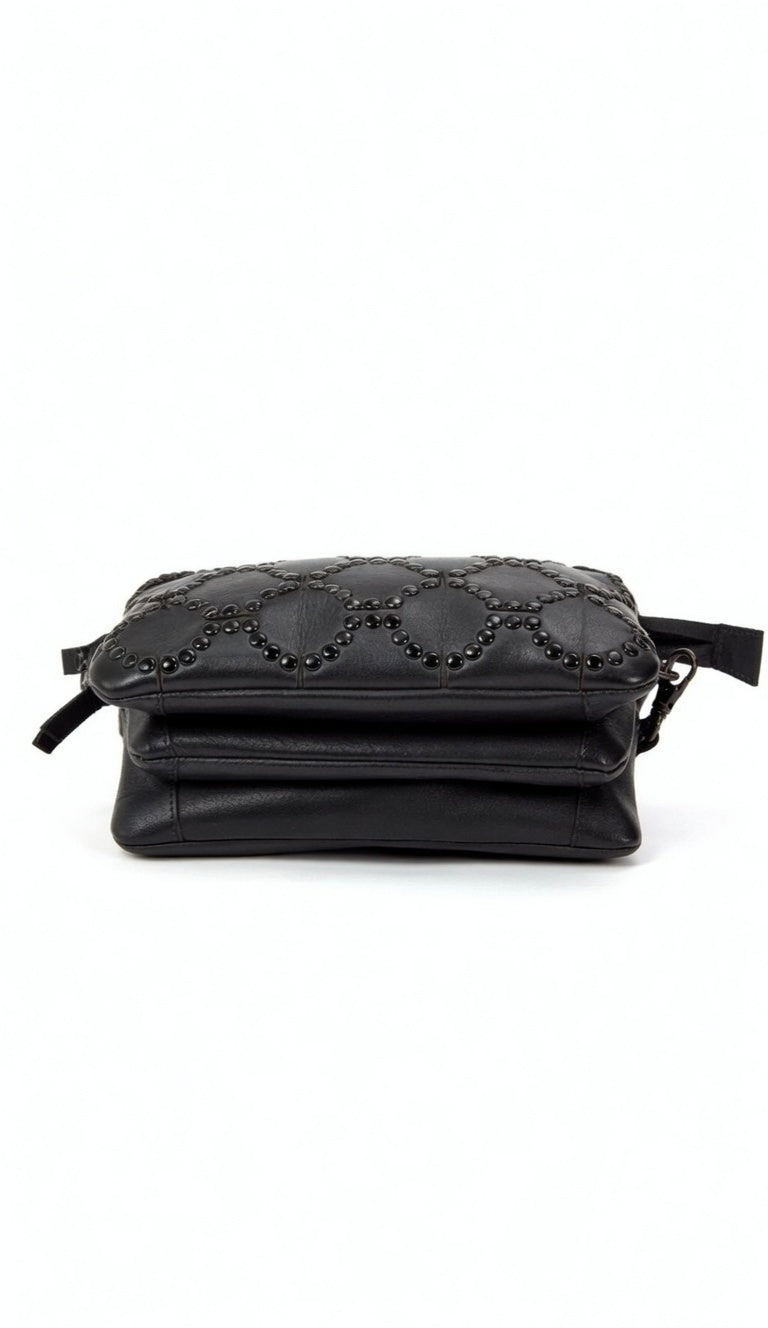 COWRA STUD DETAIL LEATHER XBODY BAG- A-0021-BLK- NEW IN