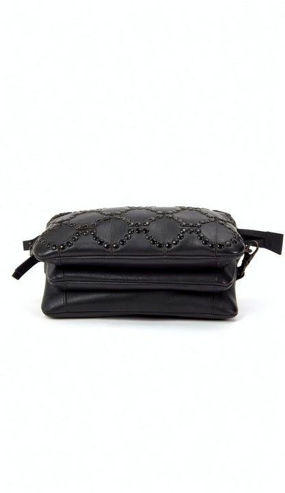 COWRA STUD DETAIL LEATHER XBODY BAG- A-0021-BLK- NEW IN