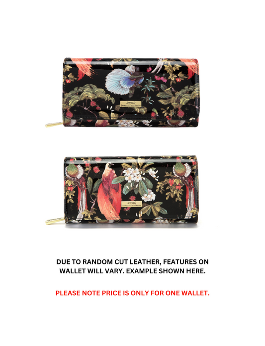 SONGBIRD LARGE  PATENT LEATHER WALLET WITH RFID- WSF2601