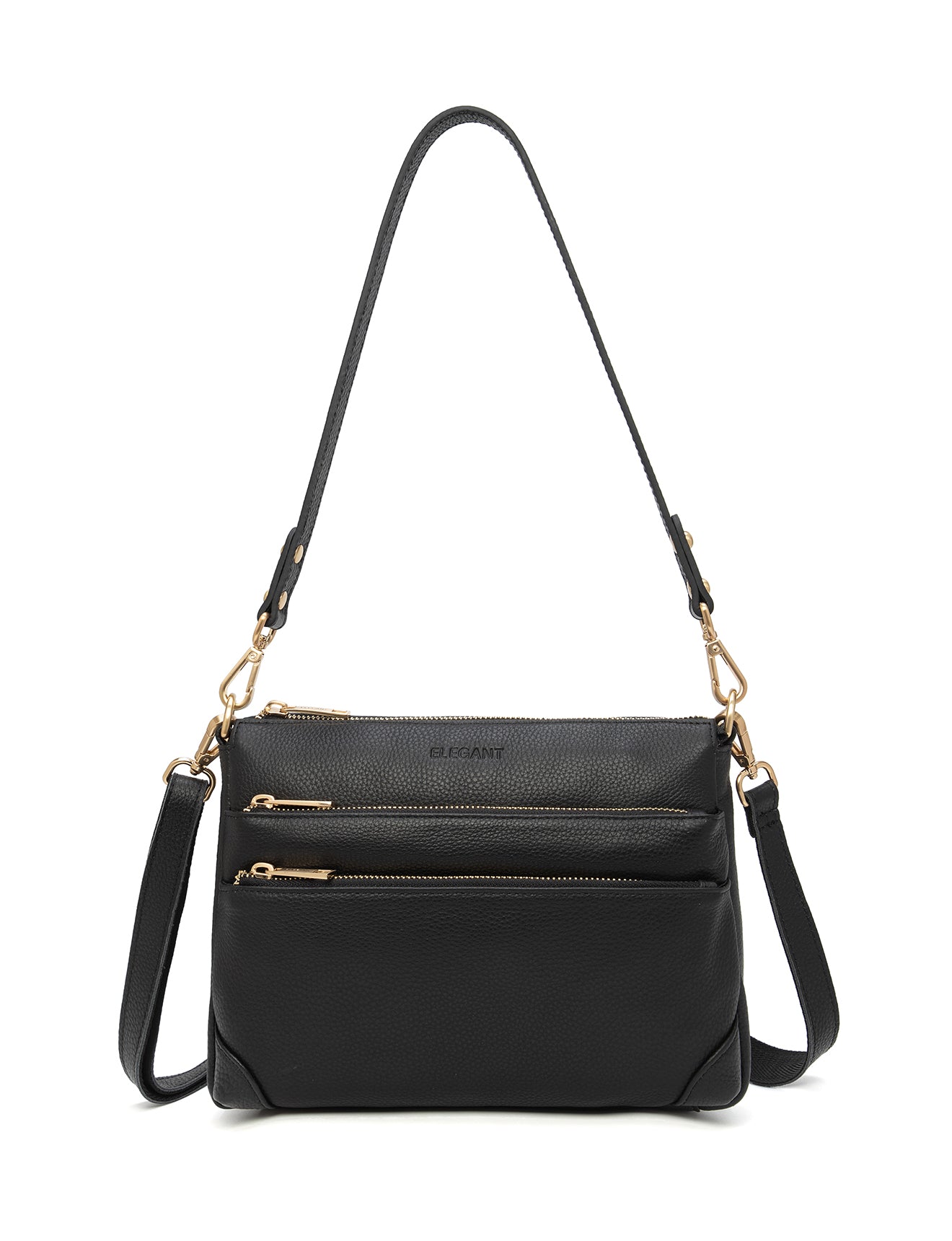 FAITH LEATHER CROSS BODY BAG- E1-0749-BLK