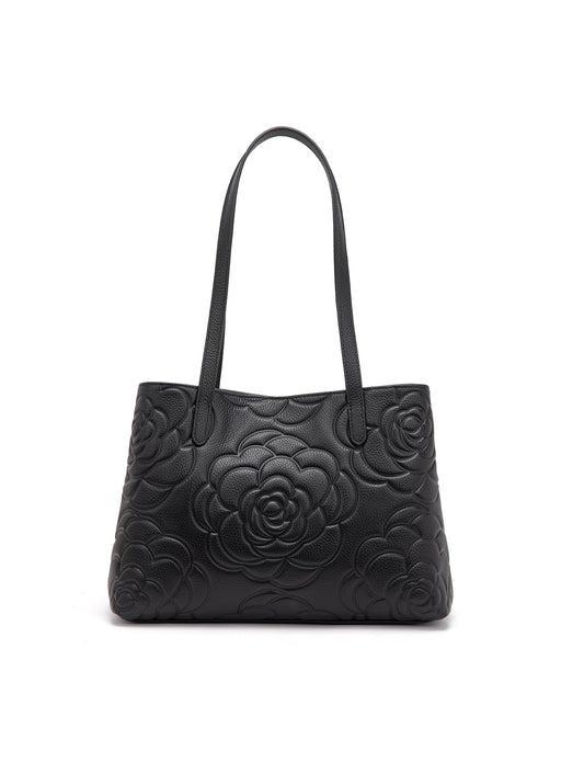 RUTH TWIN COMPARTMENT LEATHER BAG- E1-0753B-BLK