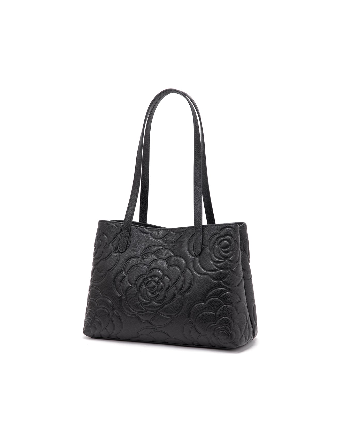 RUTH TWIN COMPARTMENT LEATHER BAG- E1-0753B-BLK