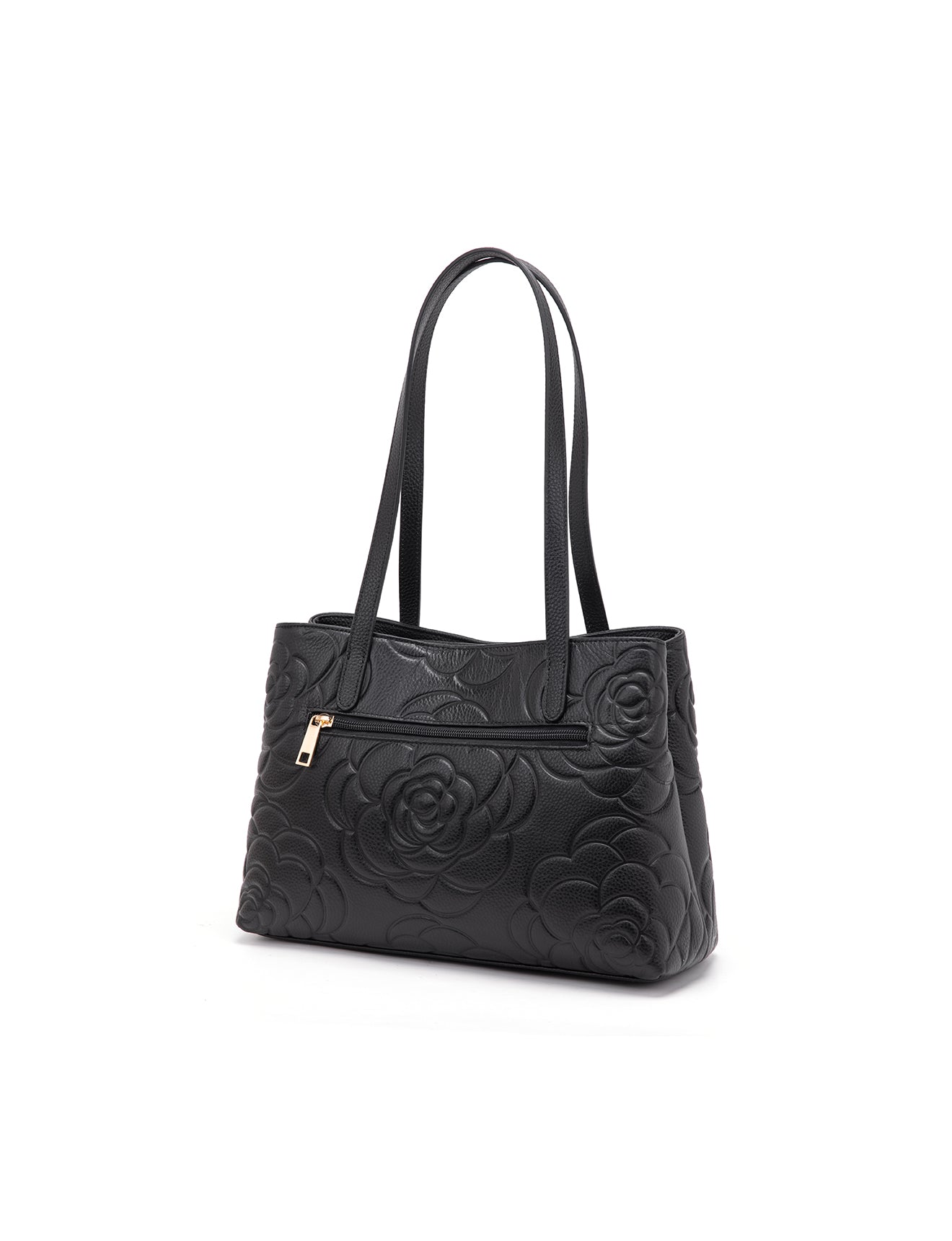 RUTH TWIN COMPARTMENT LEATHER BAG- E1-0753B-BLK