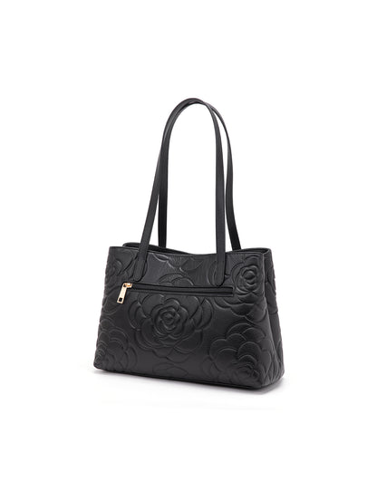RUTH TWIN COMPARTMENT LEATHER BAG- E1-0753B-BLK