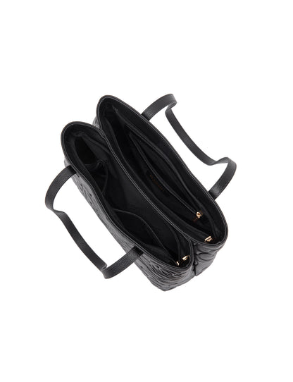 RUTH TWIN COMPARTMENT LEATHER BAG- E1-0753B-BLK