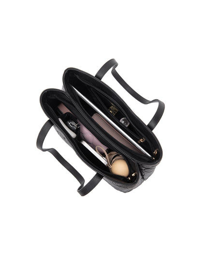RUTH TWIN COMPARTMENT LEATHER BAG- E1-0753B-BLK