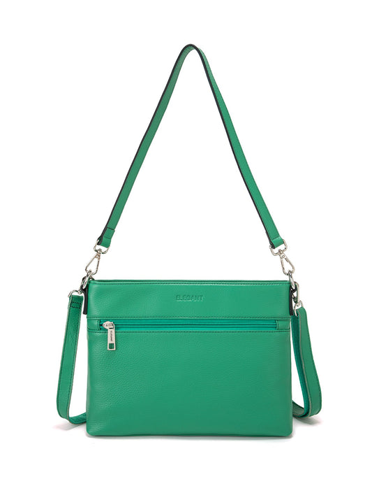 VICKY LEATHER XBODY BAG-  E1-0807A-GRN- SALE