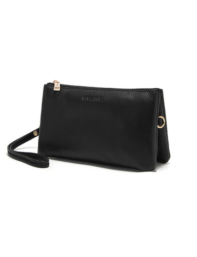 CANDICE LEATHER WALLET WITH SHOULDER STRAP- E1-0809-BLK – Serenade