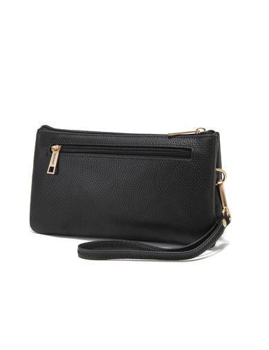 CANDICE LEATHER WALLET WITH SHOULDER STRAP- E1-0809-BLK – Serenade
