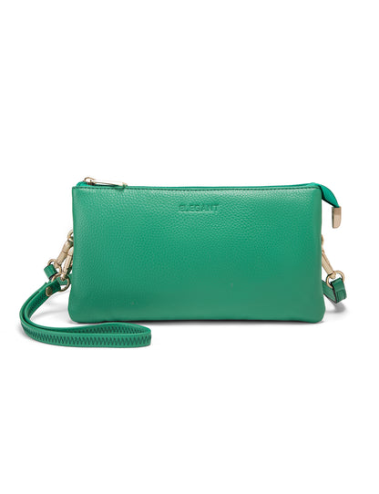 CANDICE LEATHER WALLET WITH SHOULDER STRAP- E1-0809-GRN-SALE