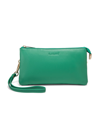 CANDICE LEATHER WALLET WITH SHOULDER STRAP- E1-0809-GRN-SALE
