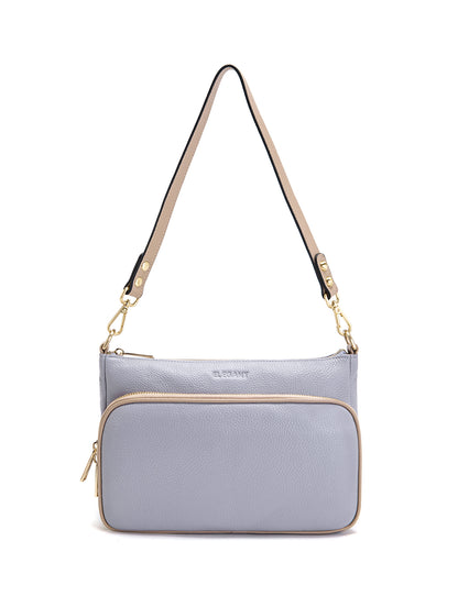 FELICITY LEATHER XBODY BAG- E1-0814A-CORNFLOWER/PUTTY