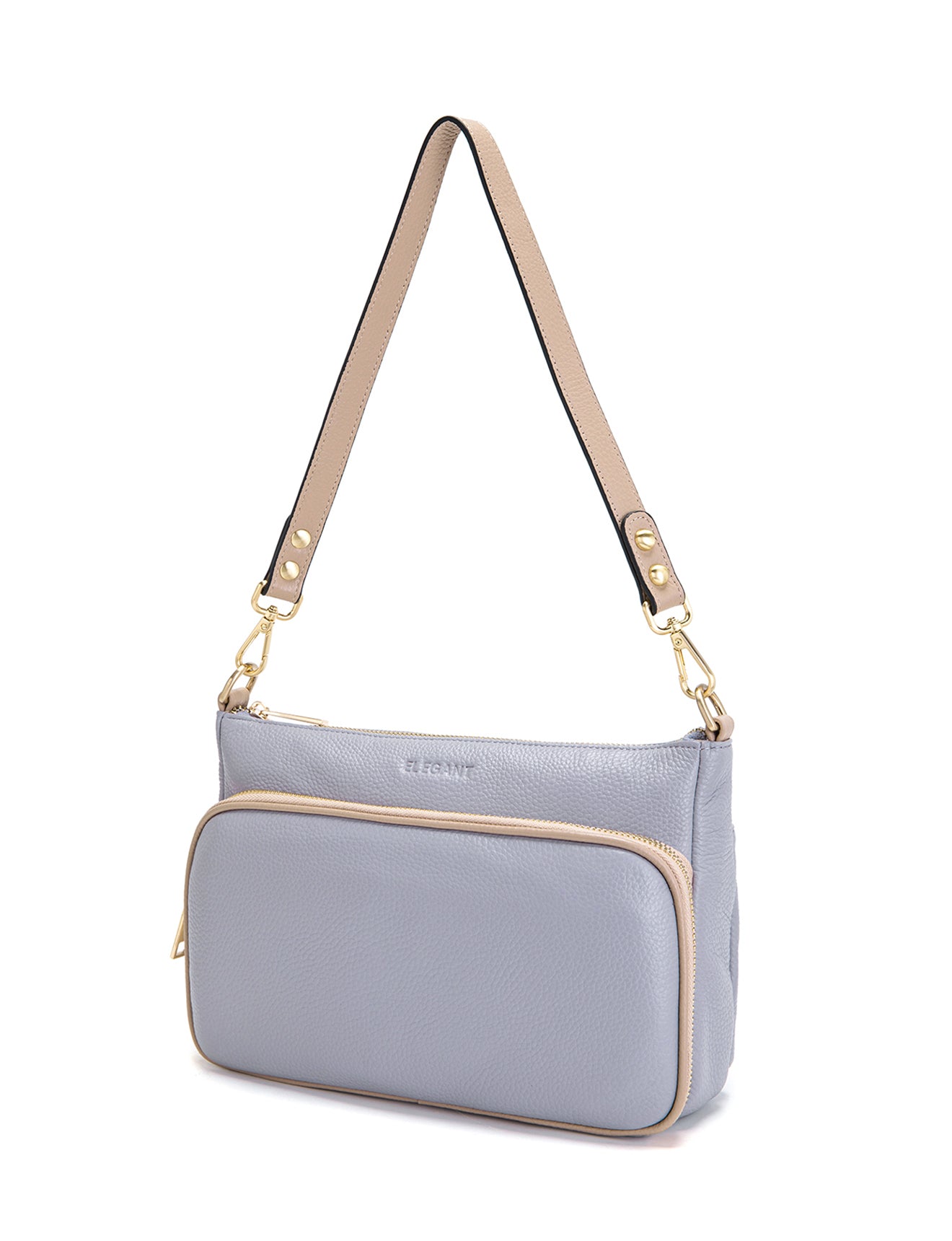 FELICITY LEATHER XBODY BAG- E1-0814A-CORNFLOWER/PUTTY