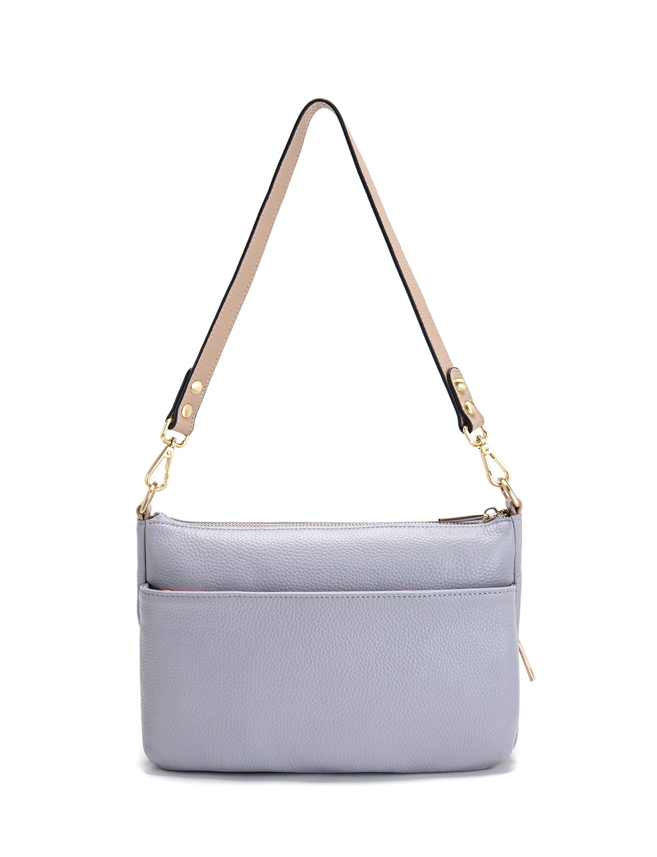 FELICITY LEATHER XBODY BAG- E1-0814A-CORNFLOWER/PUTTY
