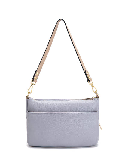 FELICITY LEATHER XBODY BAG- E1-0814A-CORNFLOWER/PUTTY