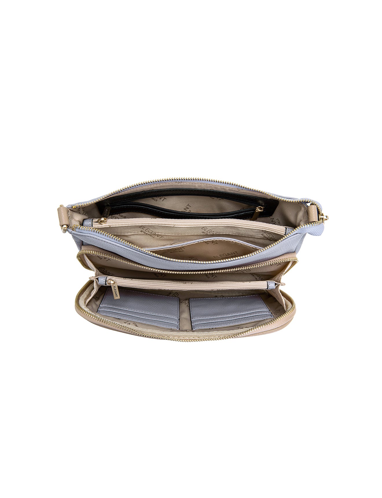 FELICITY LEATHER XBODY BAG- E1-0814A-CORNFLOWER/PUTTY