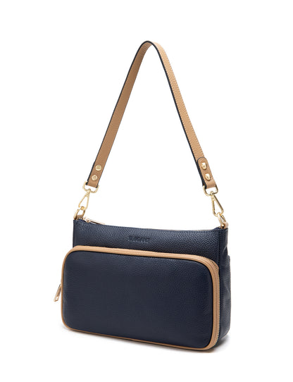 FELICITY LEATHER XBODY BAG- E1-0814A-NVY/CAM