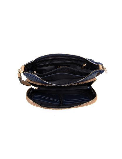 FELICITY LEATHER XBODY BAG- E1-0814A-NVY/CAM