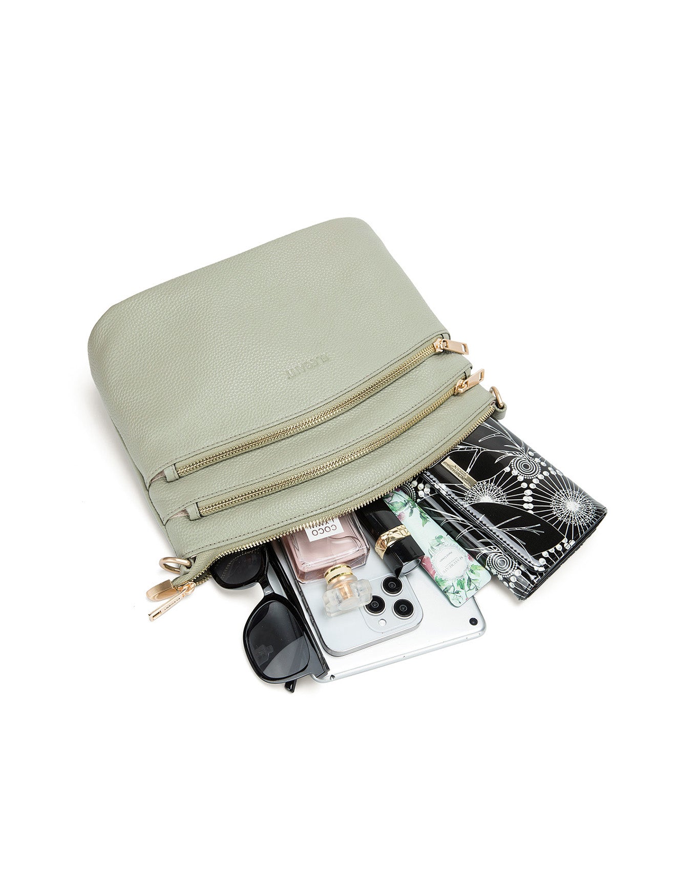 GRACE LEATHER XBODY BAG- E1-0818-D-SAGE