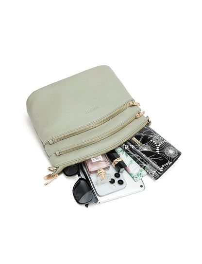 GRACE LEATHER XBODY BAG- E1-0818-D-SAGE