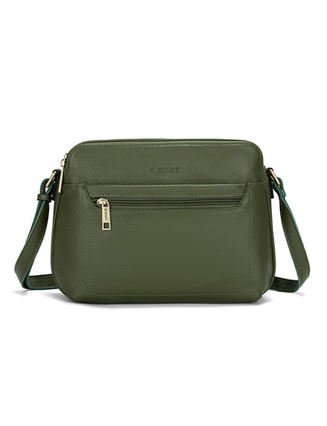 BROOKE TRIPLE COMPARTMENT LEATHER XBODY BAG-E1-0828-OLIVE-NEW IN