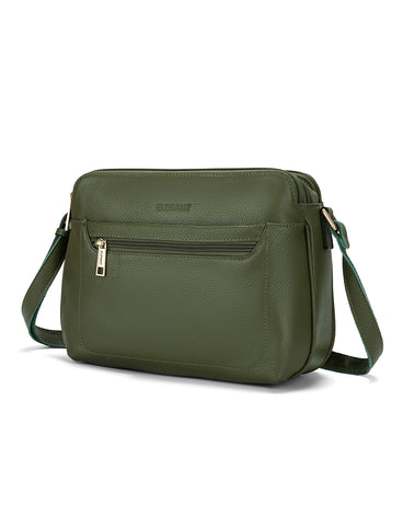 BROOKE TRIPLE COMPARTMENT LEATHER XBODY BAG-E1-0828-OLIVE-NEW IN