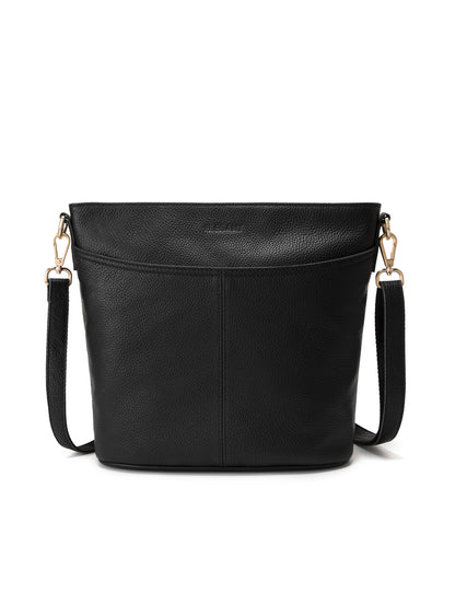 MACKENZIE LEATHER BUCKET BAG- E1-0833-BLK