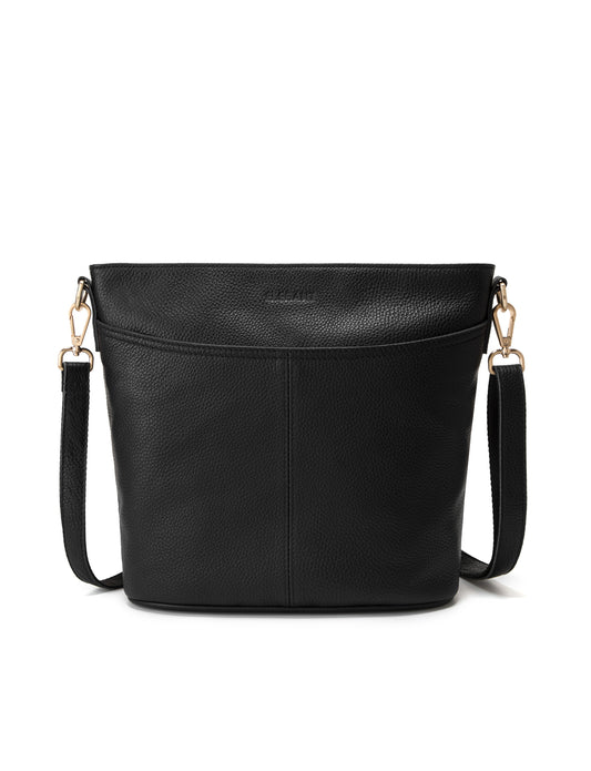 MACKENZIE LEATHER BUCKET BAG- E1-0833-BLK