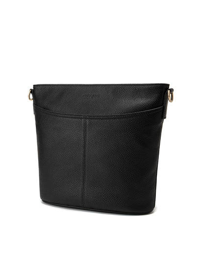MACKENZIE LEATHER BUCKET BAG- E1-0833-BLK
