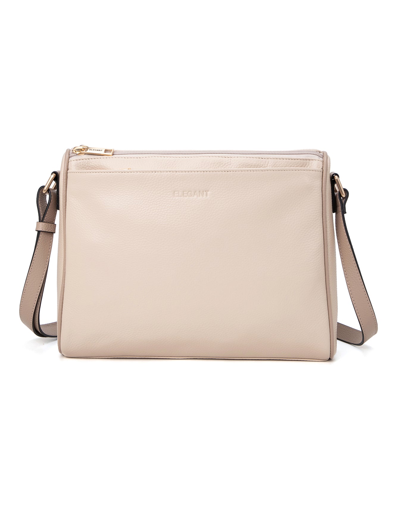KATRINA MULTI COMPARTMENT LEATHER XBODY BAG- E1-0835-IVORY/PUTTY