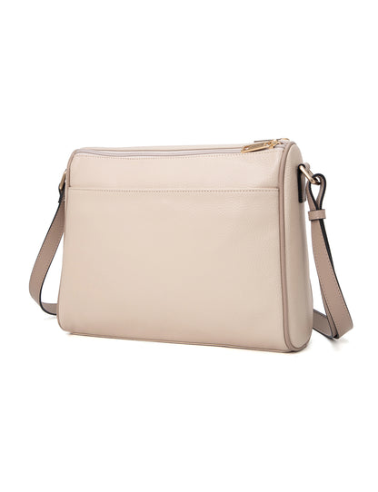 KATRINA MULTI COMPARTMENT LEATHER XBODY BAG- E1-0835-IVORY/PUTTY