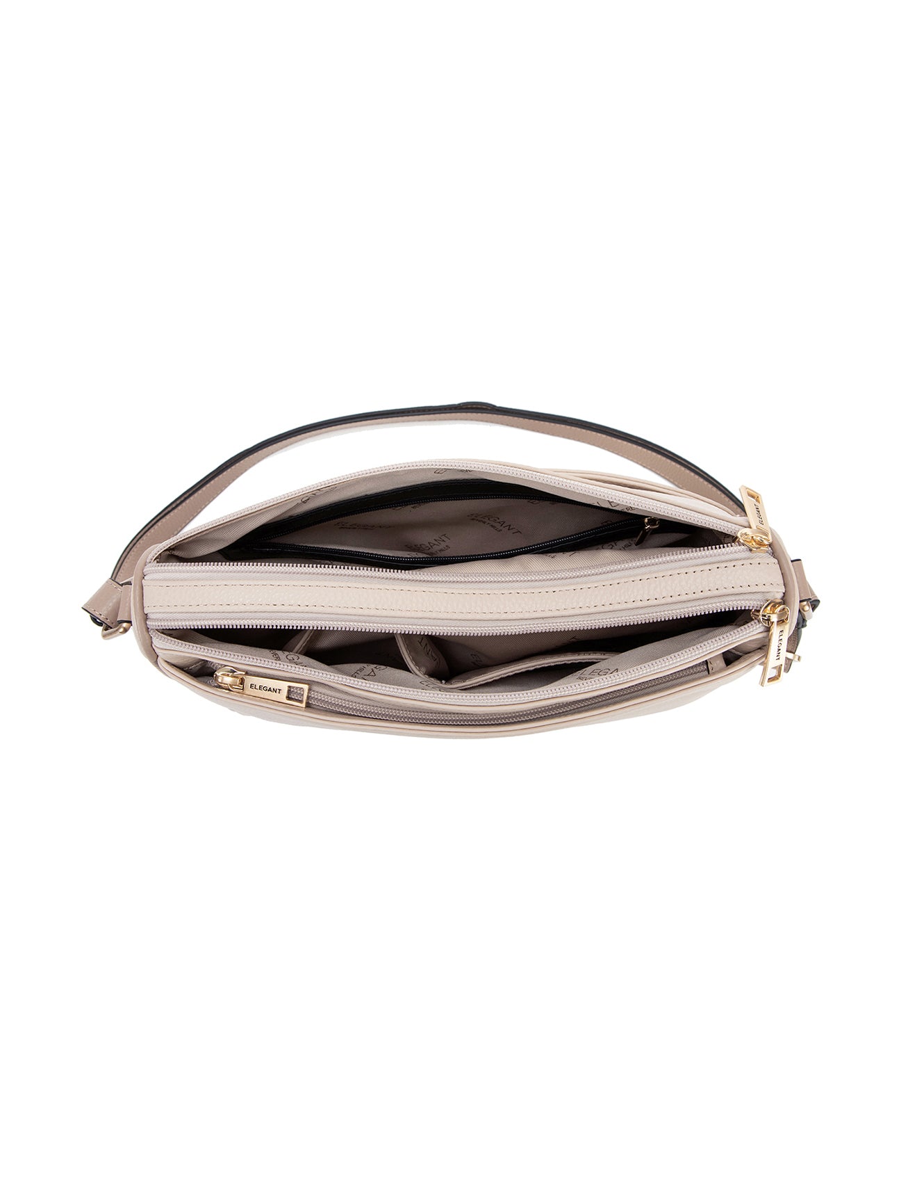 KATRINA MULTI COMPARTMENT LEATHER XBODY BAG- E1-0835-IVORY/PUTTY