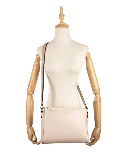 KATRINA MULTI COMPARTMENT LEATHER XBODY BAG- E1-0835-IVORY/PUTTY