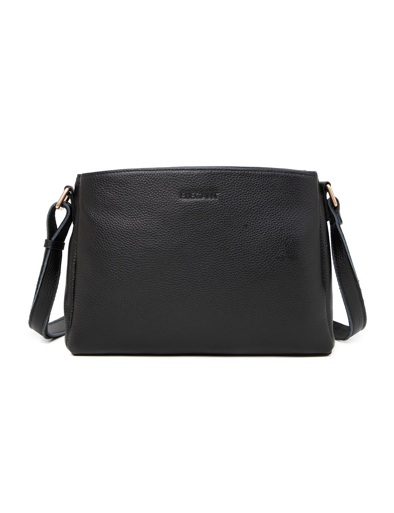 HUNTER TRIPLE COMPARTMENT LEATHER XBODY BAG- E1-0837-BLK-SALE