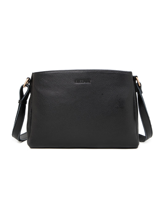 HUNTER TRIPLE COMPARTMENT LEATHER XBODY BAG- E1-0837-BLK-SALE