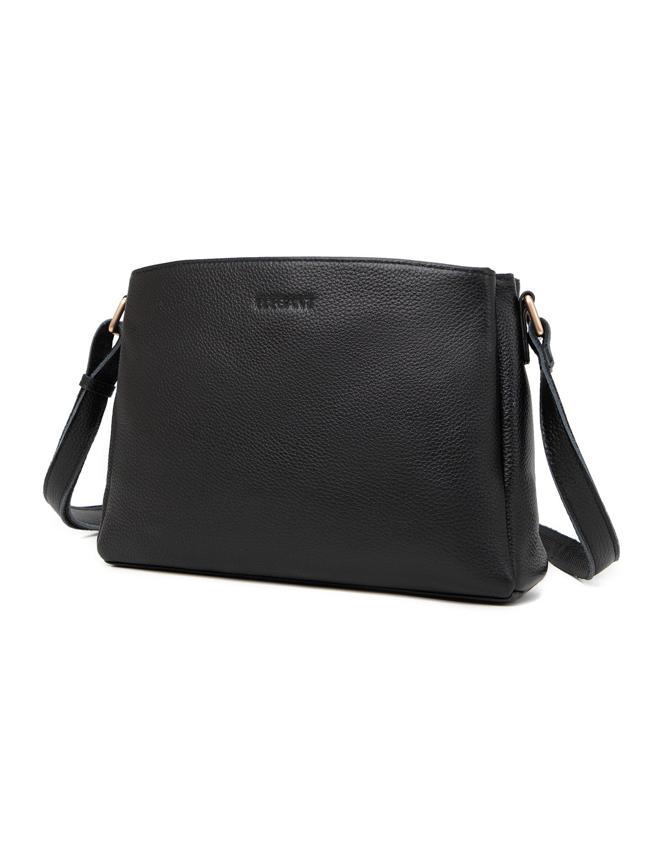 HUNTER TRIPLE COMPARTMENT LEATHER XBODY BAG- E1-0837-BLK-SALE