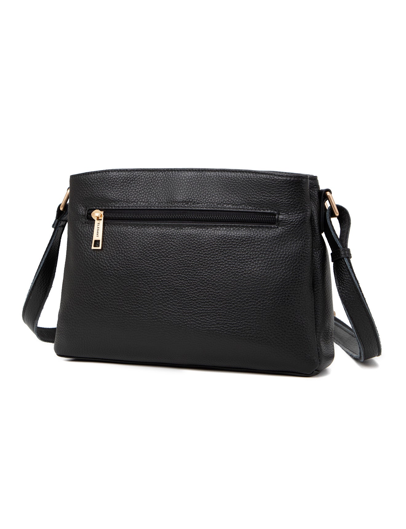HUNTER TRIPLE COMPARTMENT LEATHER XBODY BAG- E1-0837-BLK-SALE