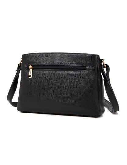 HUNTER TRIPLE COMPARTMENT LEATHER XBODY BAG- E1-0837-BLK-SALE