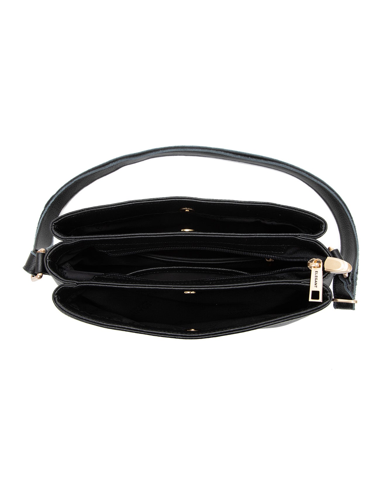 HUNTER TRIPLE COMPARTMENT LEATHER XBODY BAG- E1-0837-BLK-SALE