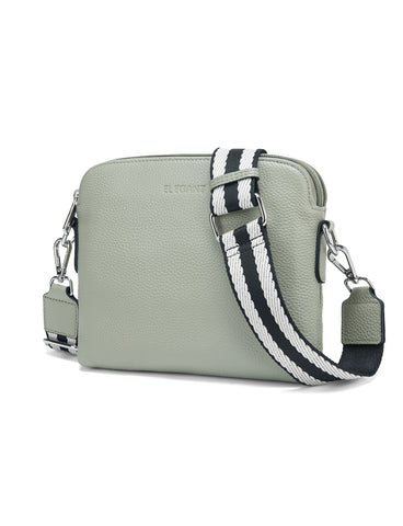 ASHLEY LEATHER BAG WEBBING STRAP- E1-0838-DESERT-SAGE