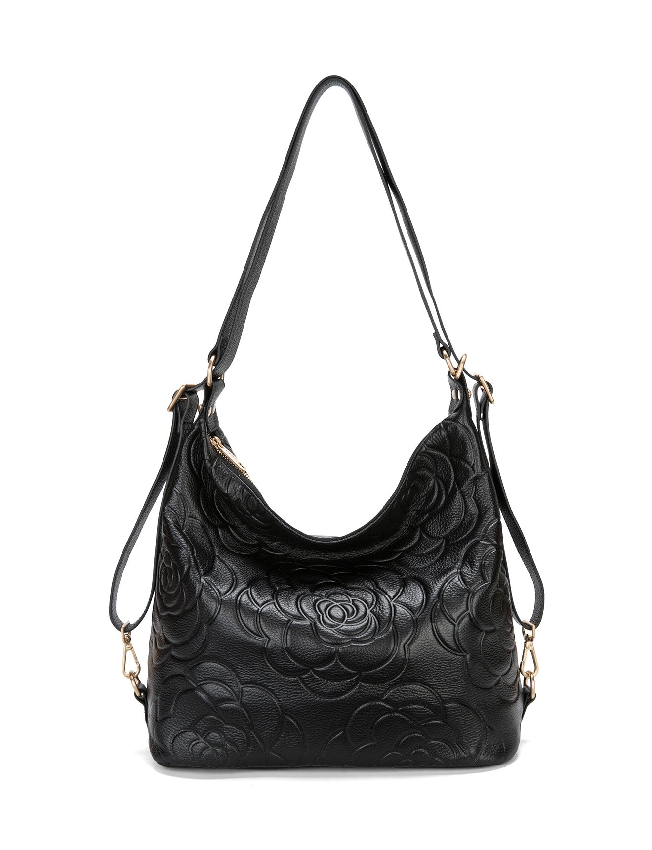 ROSANNA LEATHER CONVERTIBLE BACKPACK- E1-0839-BLK