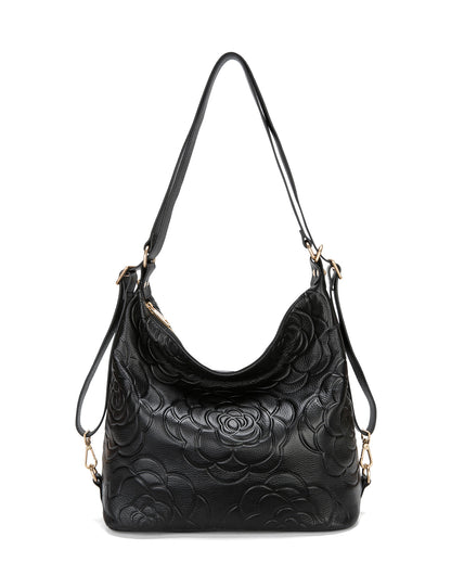 ROSANNA LEATHER CONVERTIBLE BACKPACK- E1-0839-BLK